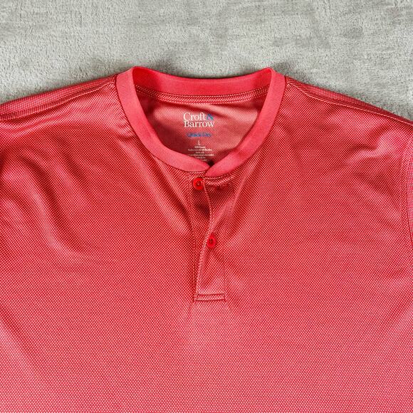 Croft and Borrow Polo Shirt Men's Large Pink Quick Dry Performance Lightweight - Picture 4 of 10